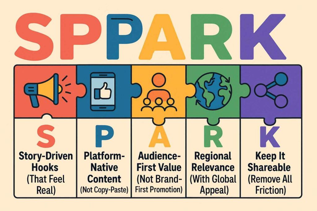 spark framework with icons which helps viral content marketing for ecommerce players