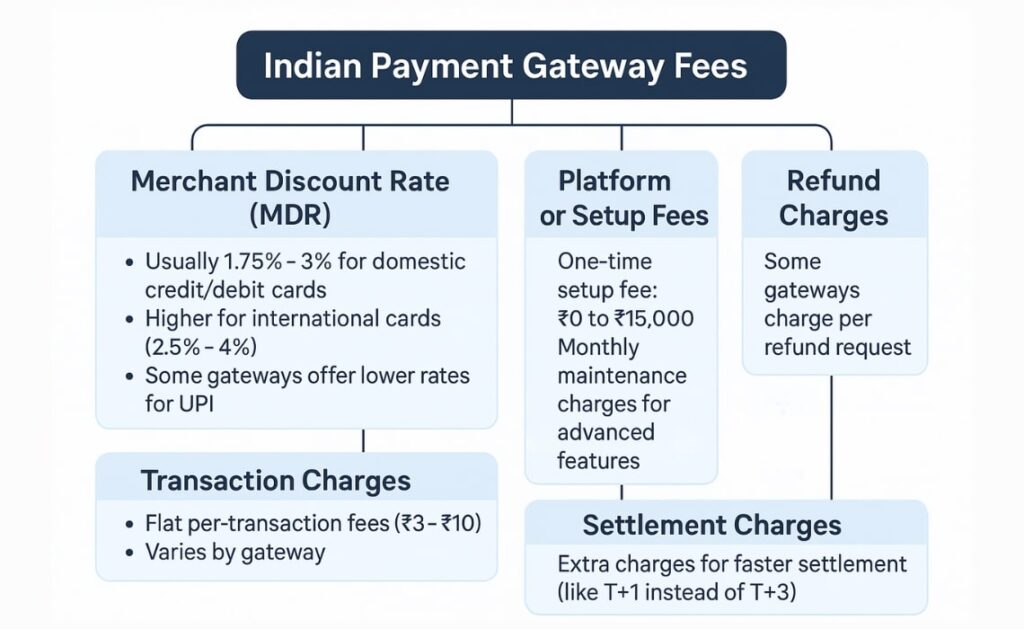 Indian payment gateways fees