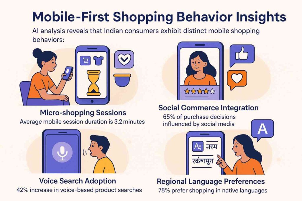How AI and Machine Learning Are Revolutionizing Consumer Behavior Analysis in India's E-commerce Ecosystem: Strategic Insights for Founders, Marketers & Brand Leaders 2 Mobile shopping consumer behavior insights india