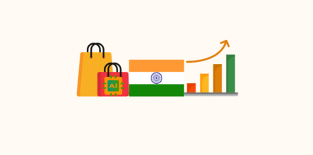 Artificial Intelligence in Retail and E-commerce Market India 2025–2030 growth with Indian map and retail technology icons