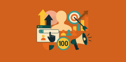 How to Get Your First 100 Customers (No Ads Required) Illustration of startup traction strategies for first 100 customers with growth charts, target, and marketing icons