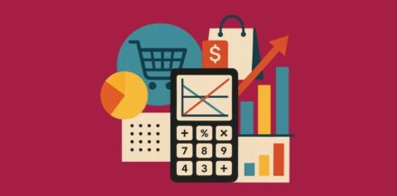 50 E-commerce Growth Hacks for D2C Brands in India (2025 Edition) Modern illustration of e-commerce growth hacks with calculator, charts, shopping cart, and upward arrow representing D2C scaling in India.