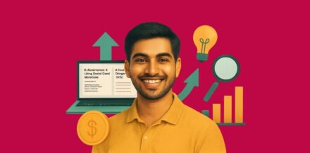 Best Growth Tools for Startups in 2025: Free & Paid Tools Every Founder Should Know Modern collage illustration of an Indian startup founder surrounded by growth icons like graphs, laptop, and lightbulb representing startup tools and innovation.