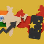 Best Growth Tools for Startups in 2025: Free & Paid Tools Every Founder Should Know Modern collage of India and China maps with flags symbolizing tech comparison and Bharat startup growth