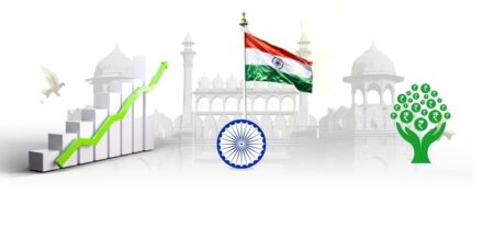 India Startup Funding Report 2025: Sector-wise Breakdown of the $11B Capital Inflow 3D growth chart and Indian national flag next to a tree bearing Rupee symbols, illustrating the $11B surge in India startup funding in 2025.