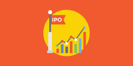 IPO Fitness Check: The “Anti-Paytm” Profitability Test Illustration of a red IPO flag planted on a rising bar and line graph, symbolizing growth and market readiness