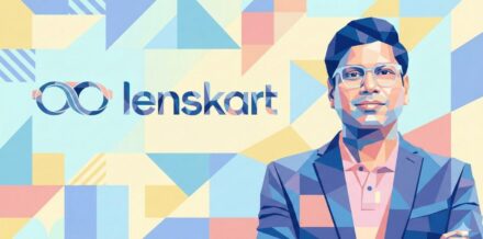 The Vision Factory: How Peyush Bansal Saw What India Missed Peyush Bansal founder of Lenskart geometric art illustration for success story cover