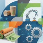 Modern collage illustration showing a CNC machine, biodegradable paper cups, industrial gears, and stacking coins, representing profitable manufacturing business ideas under ₹10 Lakhs.
