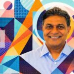 The Turtle’s Armor Digital illustration featuring Vinod Khosla and the Sarvam.ai logo against a vibrant geometric background, representing the rise of India's sovereign AI and linguistic independence.