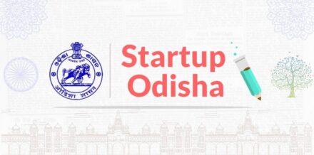 Startup Odisha official logo alongside the text Startup Odisha with a pencil icon and a silhouette of the Odisha Legislative Assembly, representing government grants and support for entrepreneurs.