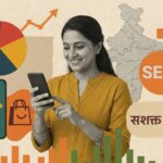 A modern digital collage illustration featuring a tablet showing a video course, an open ebook, a laptop with code, a smartphone app store interface, and creative icons for audio and art, representing the diverse digital product market in 2026.