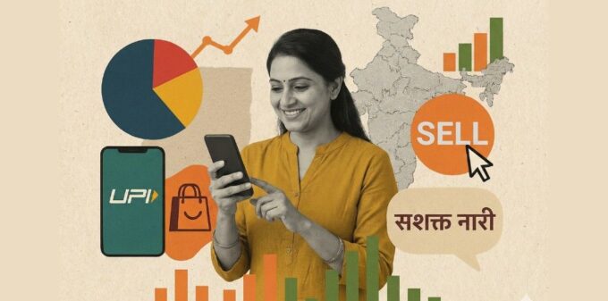 A modern digital collage illustration featuring a tablet showing a video course, an open ebook, a laptop with code, a smartphone app store interface, and creative icons for audio and art, representing the diverse digital product market in 2026.