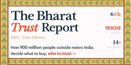 The Bharat Trust Report 2025 First Edition banner showing how 900 million people outside metro India decide what to buy and who to trust