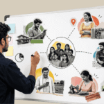A founder mapping a startup target audience on a whiteboard for Tier-2 Indian consumers.