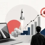 A modern editorial-style startup fundraising collage representing the strategy, storytelling, traction, and investor confidence needed to create a winning pitch deck in 2026.