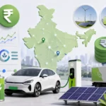 How to Answer the “Tata or Reliance” Question: Mastering the Defensibility Slide in Your Startup Pitch Deck Modern 3D collage illustrating a CleanTech EV startup pitch deck in India with electric vehicles, battery technology, charging infrastructure, renewable energy systems, sustainability analytics, and green mobility business metrics.