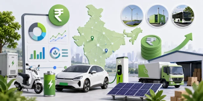 How to Pitch EV & CleanTech Startups in India: Capex, Subsidies, and Margins Modern 3D collage illustrating a CleanTech EV startup pitch deck in India with electric vehicles, battery technology, charging infrastructure, renewable energy systems, sustainability analytics, and green mobility business metrics.