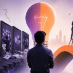 Startup Investor Readiness Checklist: 27 Questions Every Founder Must Answer Before Raising Funding Digital illustration showing a founder overcoming early stage startup pitch mistakes, transitioning from chaotic presentation drafts to successfully building a rocket with a cohesive team.