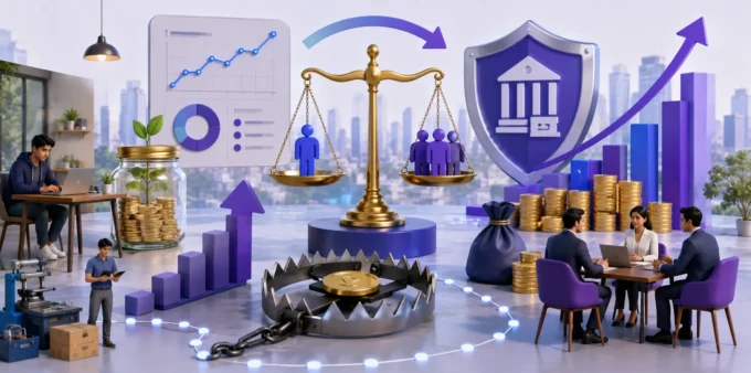Valuation Traps for Bootstrapped Indian Startups Transitioning to Institutional Funding Modern 3D illustration of a startup valuation pitch deck in India featuring founder-led growth, investor negotiations, business valuation metrics, institutional funding discussions, and financial risk assessment.