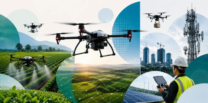 Commercial drones used for agriculture, infrastructure, logistics and energy in India
